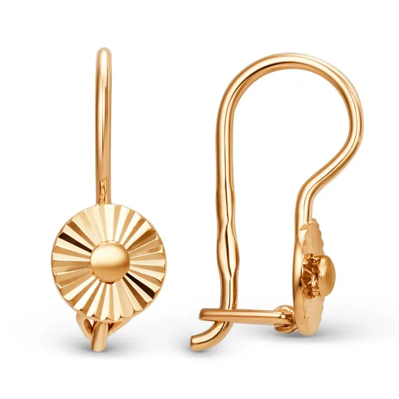 Серьги детские из красного золота