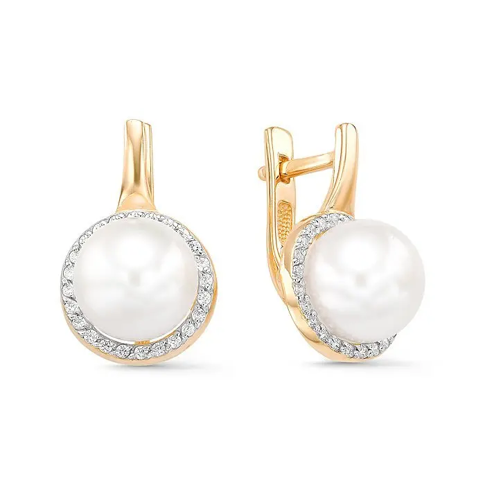 Серьги с английским замком из красного золота