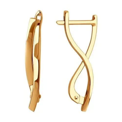 Серьги с английским замком из красного золота