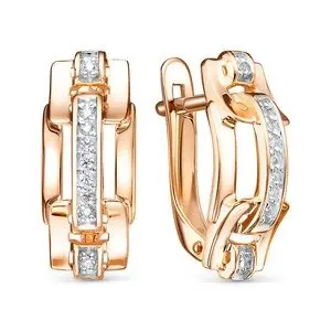 Серьги с английским замком из красного золота