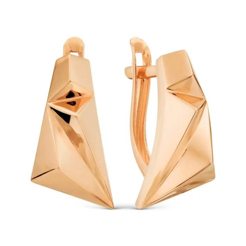 Серьги с английским замком из красного золота