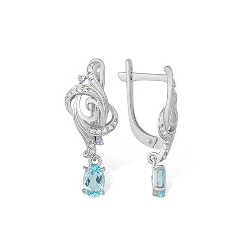 Серьги подвесные из серебра