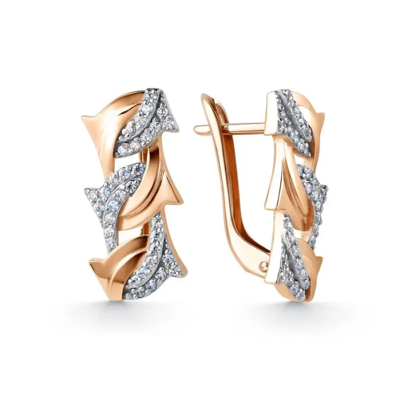 Серьги с английским замком из красного золота