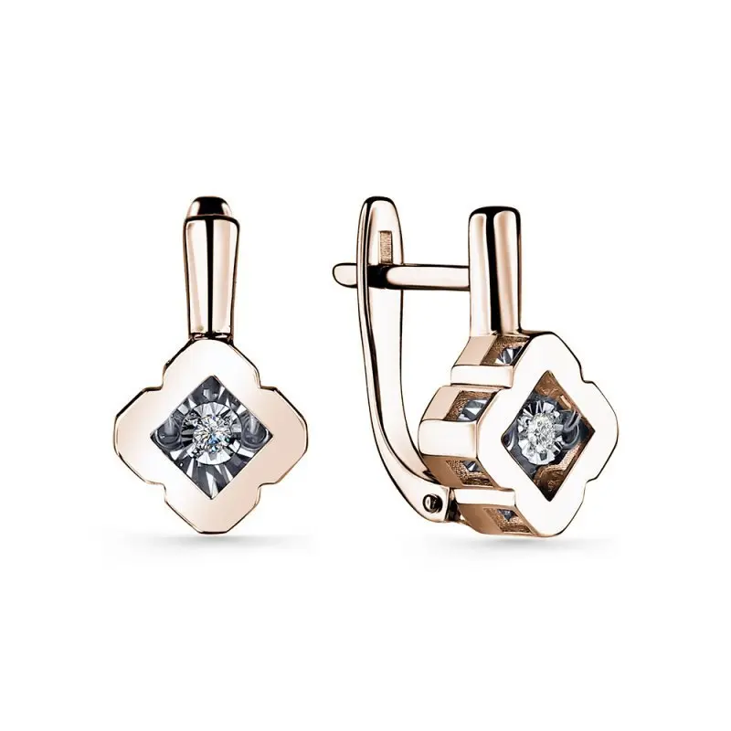 Серьги с английским замком из комбинированного золота