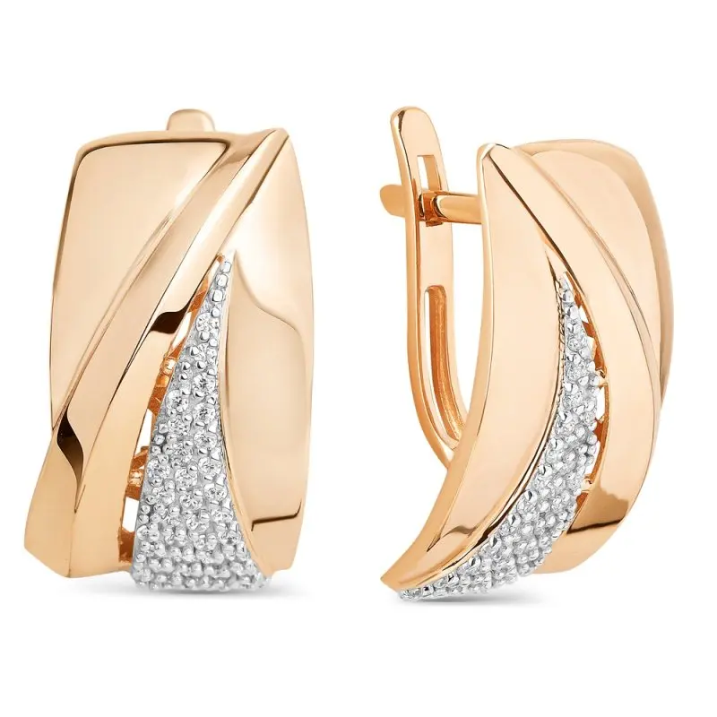 Серьги с английским замком из красного золота