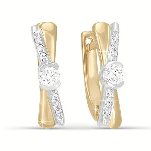 Серьги с английским замком из комбинированного золота