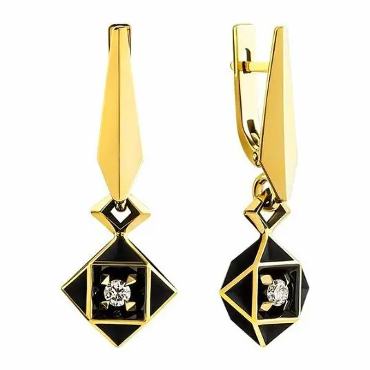 Серьги подвесные из желтого золота