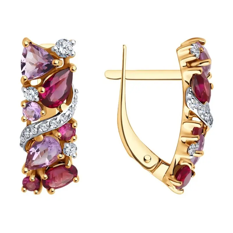 Серьги с английским замком из красного золота