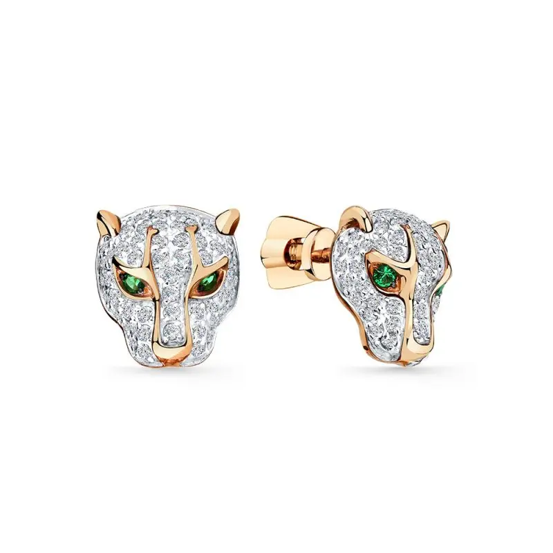 Серьги пуссеты из красного золота