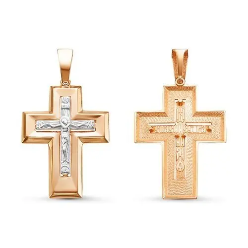 Подвеска крест из комбинированного золота