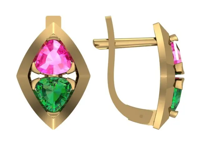Серьги с английским замком из красного золота