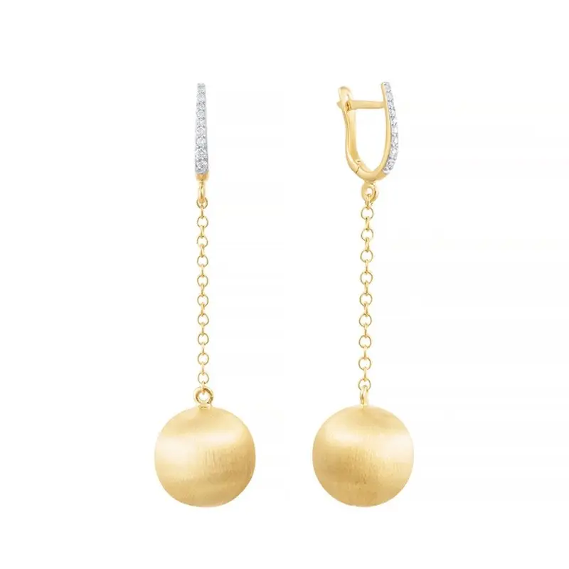 Серьги подвесные из желтого золота