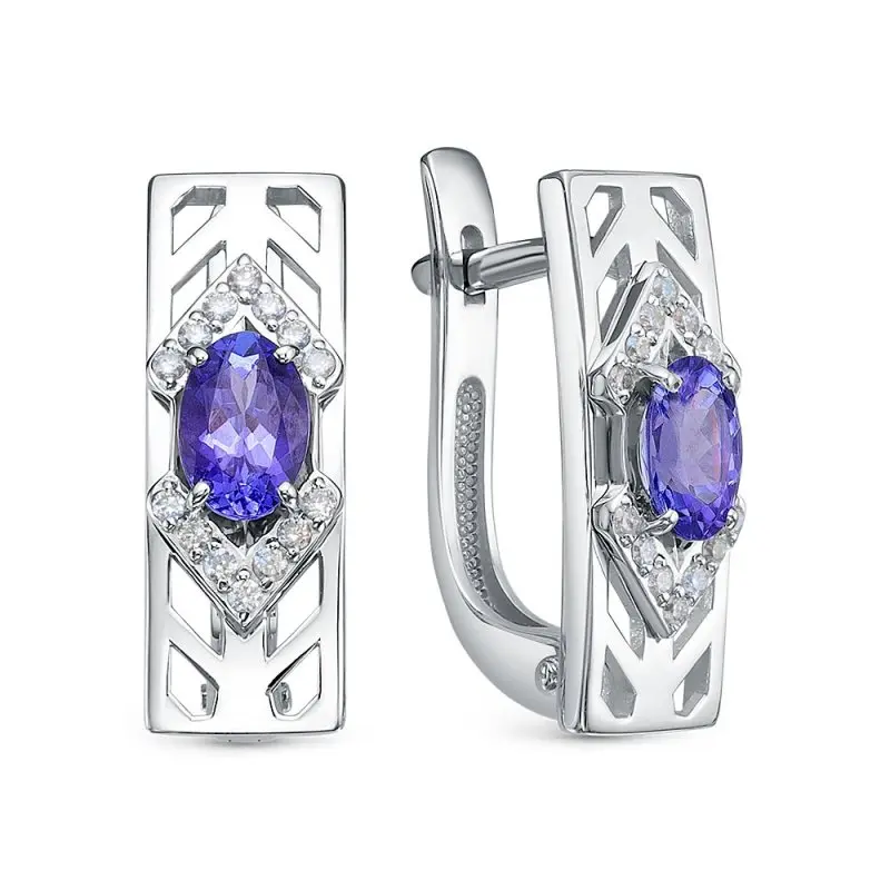 Серьги с английским замком из белого золота