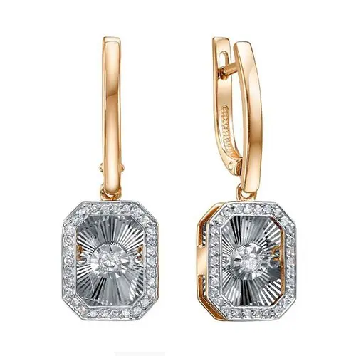 Серьги с английским замком из комбинированного золота