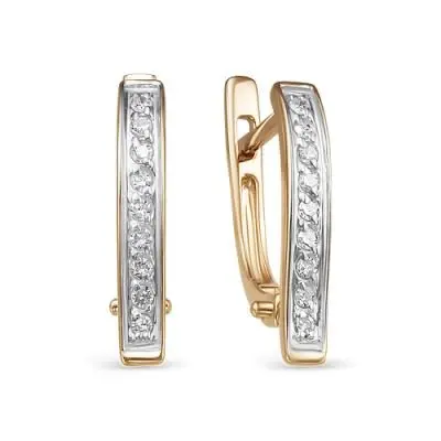 Серьги с английским замком из комбинированного золота