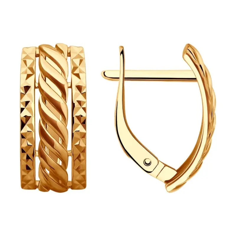 Серьги с английским замком из красного золота