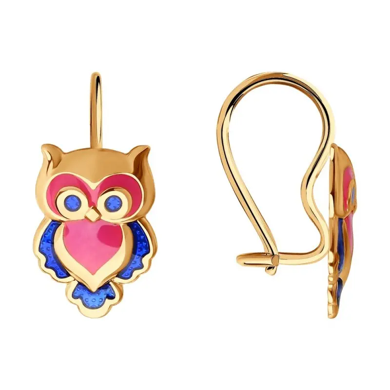 Серьги детские из красного золота