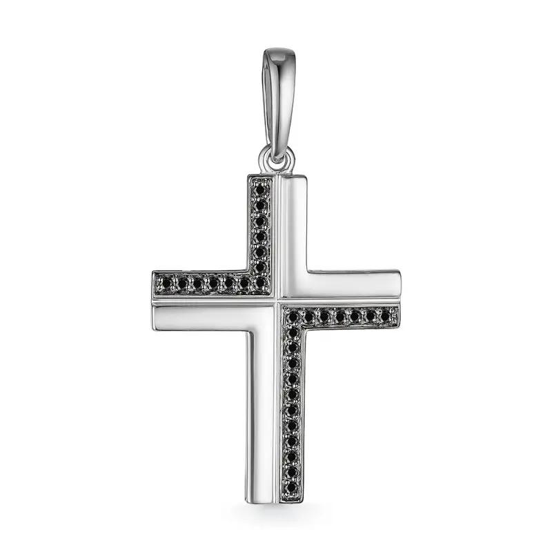 Подвеска декоративный крест из белого золота