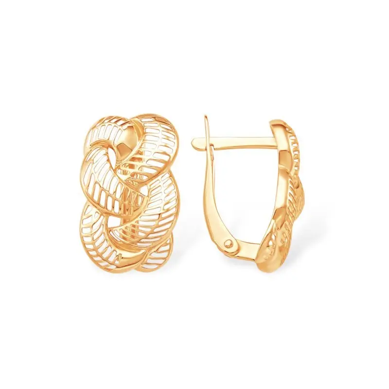 Серьги с английским замком из красного золота