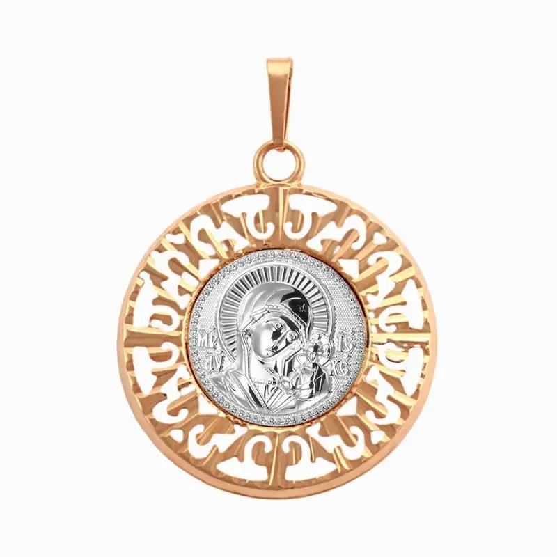 Подвеска икона из комбинированного золота