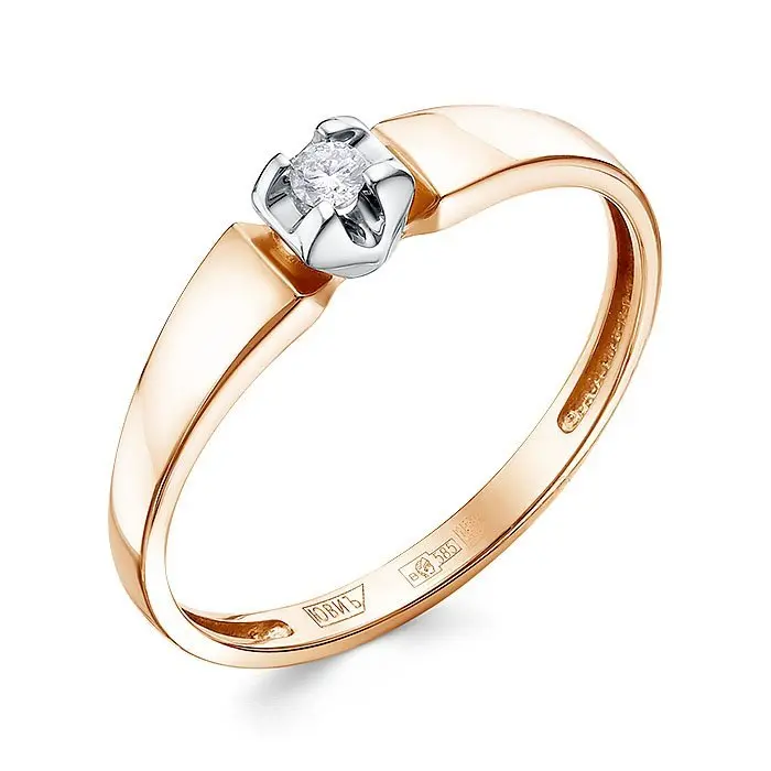 Кольцо помолвочное из комбинированного золота