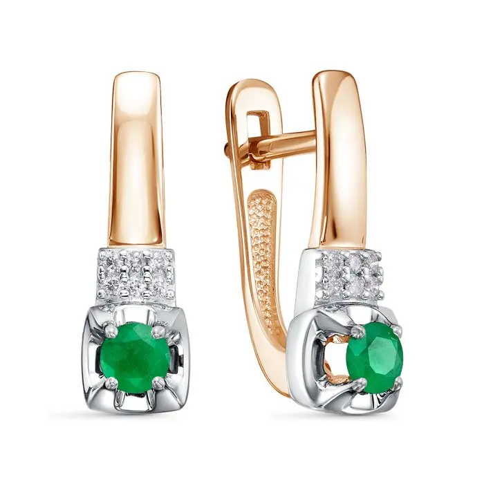 Серьги с английским замком из комбинированного золота