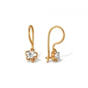 Серьги детские из красного золота
