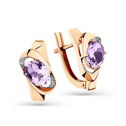 Серьги с английским замком из красного золота