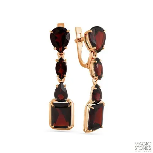 Серьги подвесные из красного золота