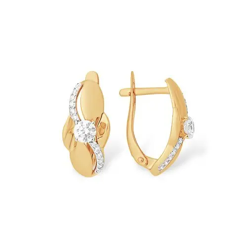 Серьги с английским замком из красного золота