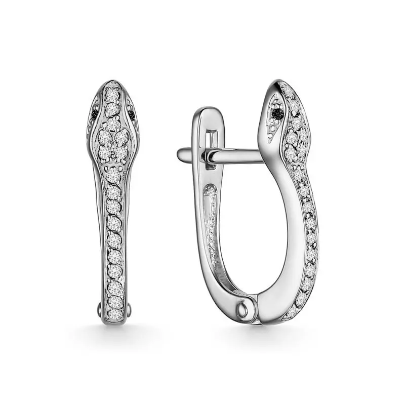 Серьги с английским замком из белого золота