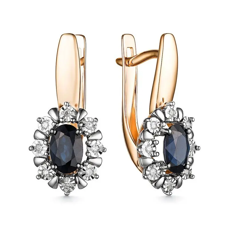 Серьги с английским замком из комбинированного золота