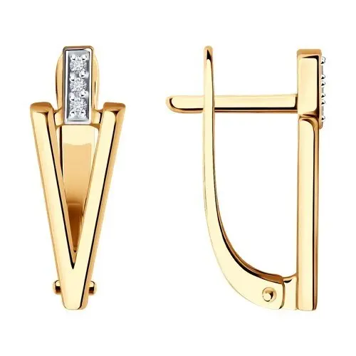 Серьги с английским замком из красного золота