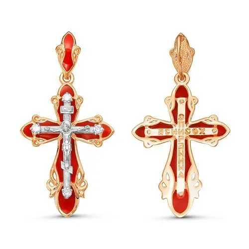 Подвеска крест из белого золота