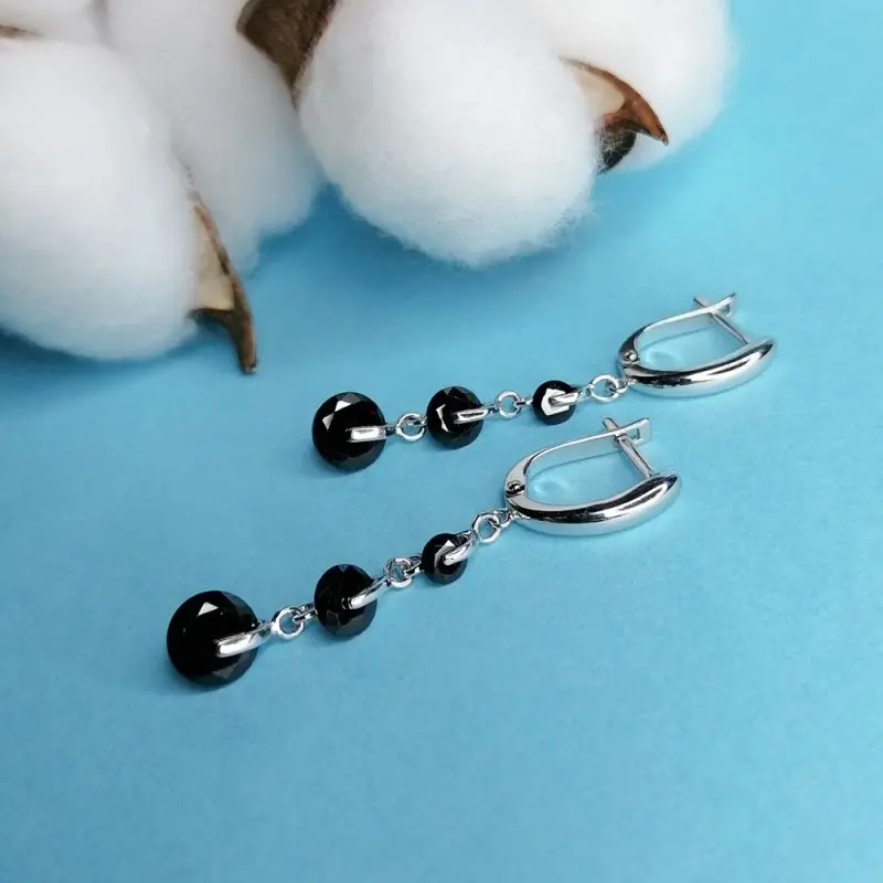 Серьги подвесные из серебра