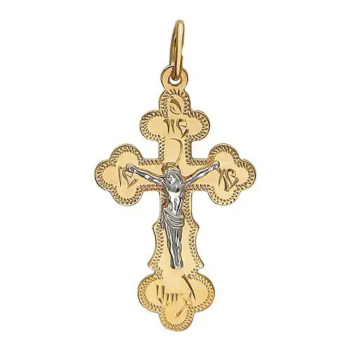 Подвеска крест из комбинированного золота