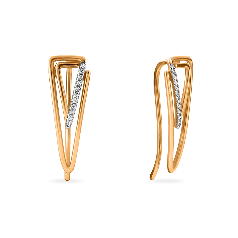 Серьги зажимы из красного золота