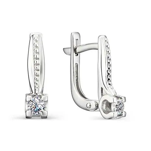 Серьги с английским замком из белого золота