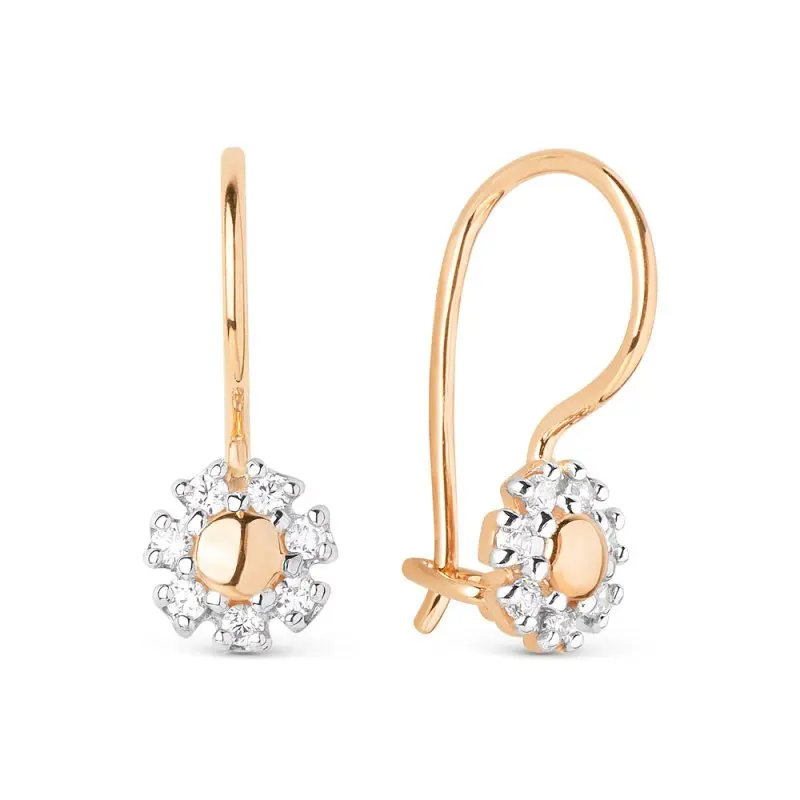 Серьги детские из красного золота