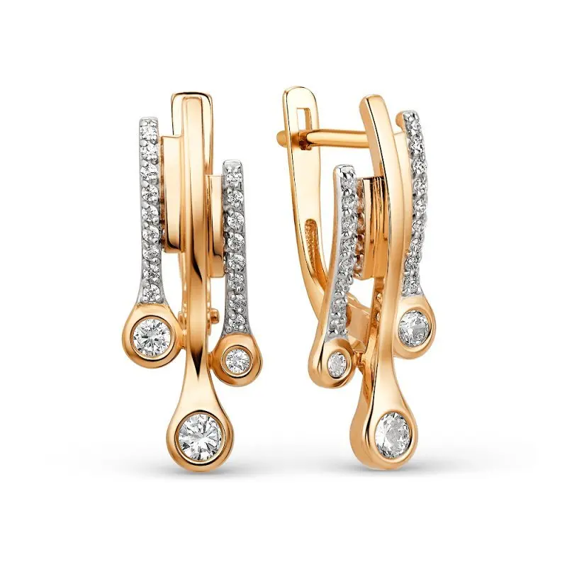 Серьги с английским замком из красного золота