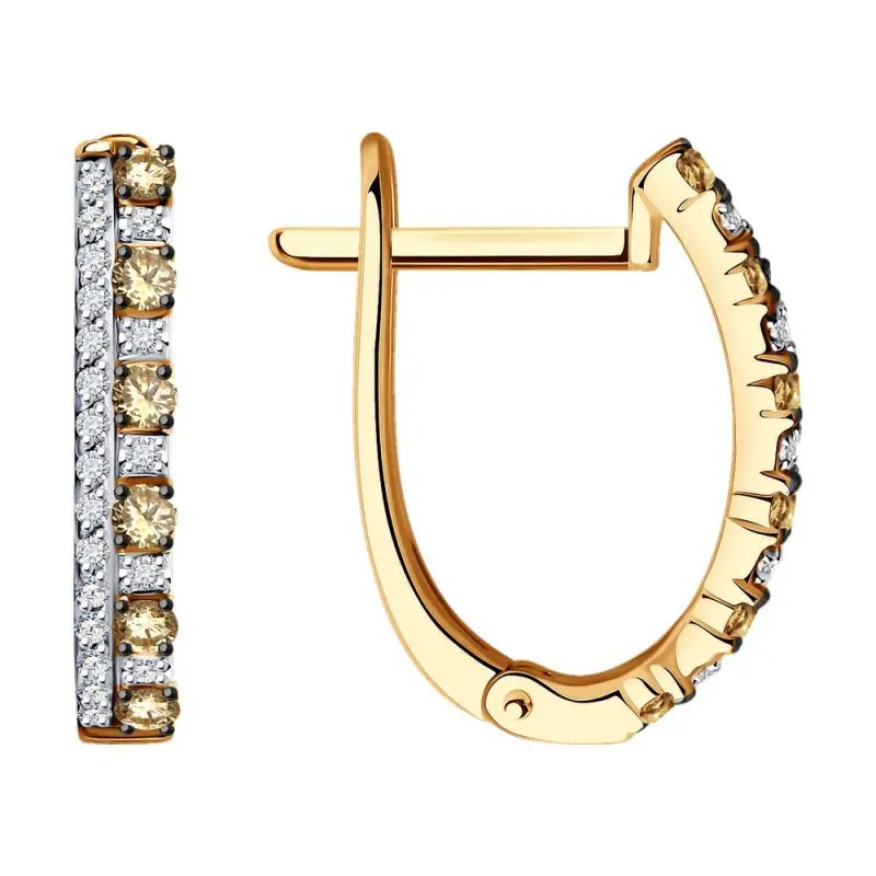 Серьги с английским замком из комбинированного золота