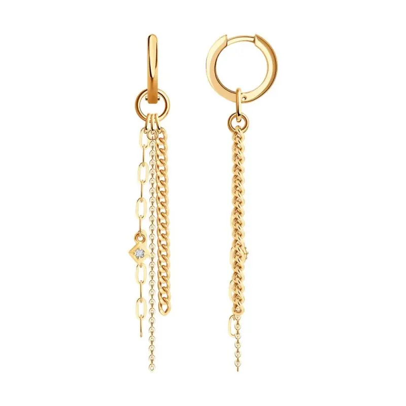 Серьги с английским замком из красного золота