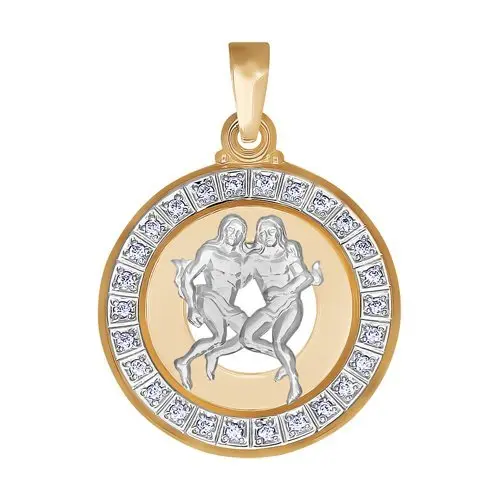 Подвеска знак зодиака из комбинированного золота