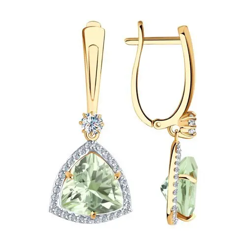 Серьги подвесные из красного золота