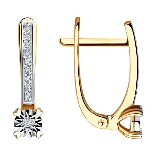 Серьги с английским замком из комбинированного золота