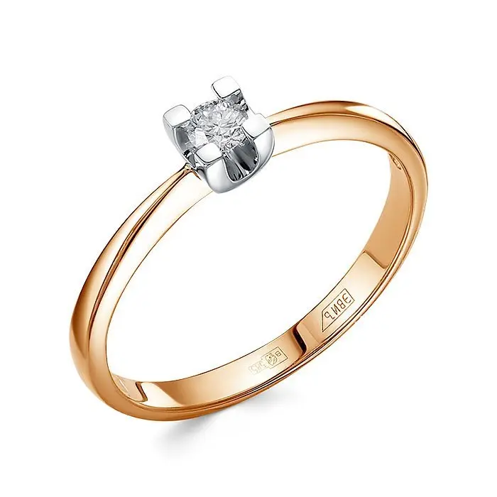 Кольцо помолвочное из комбинированного золота