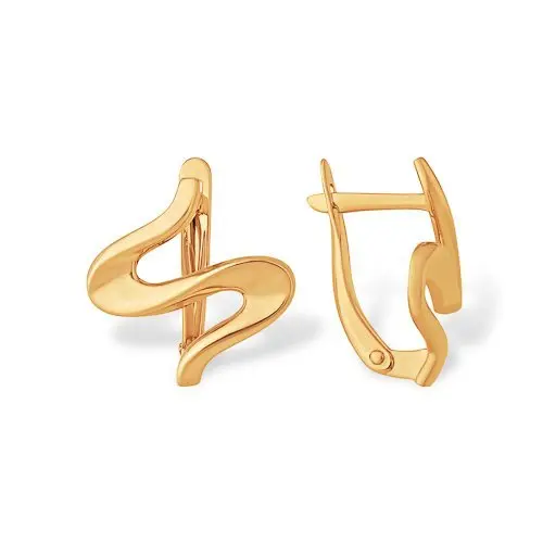 Серьги с английским замком из красного золота