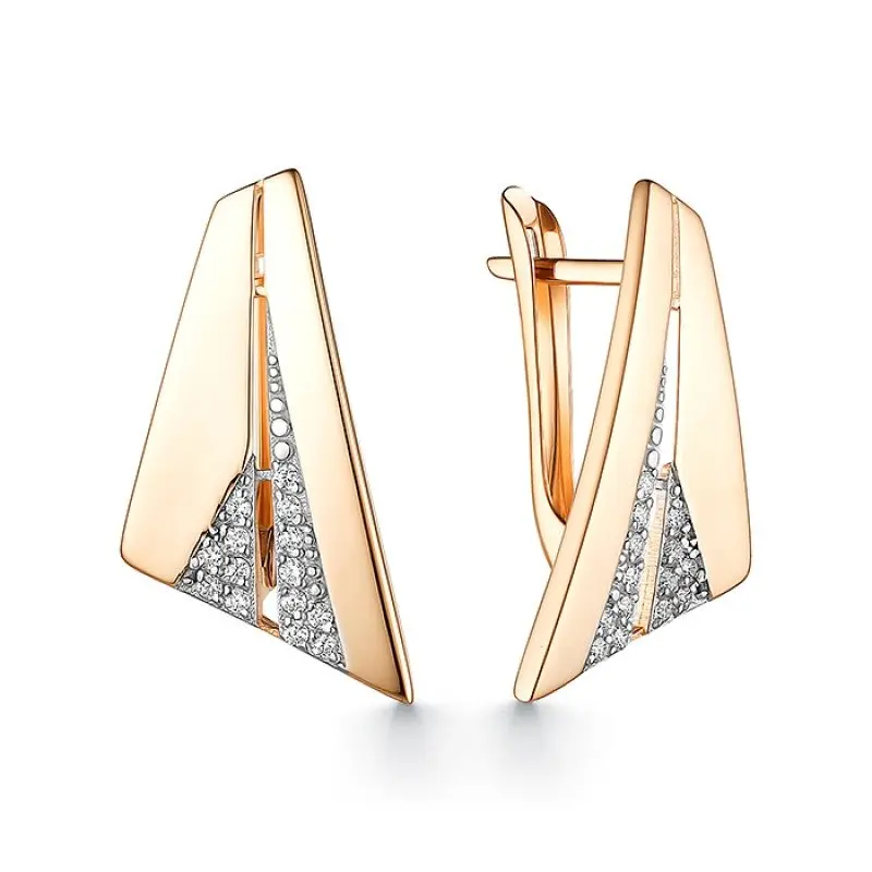 Серьги с английским замком из красного золота