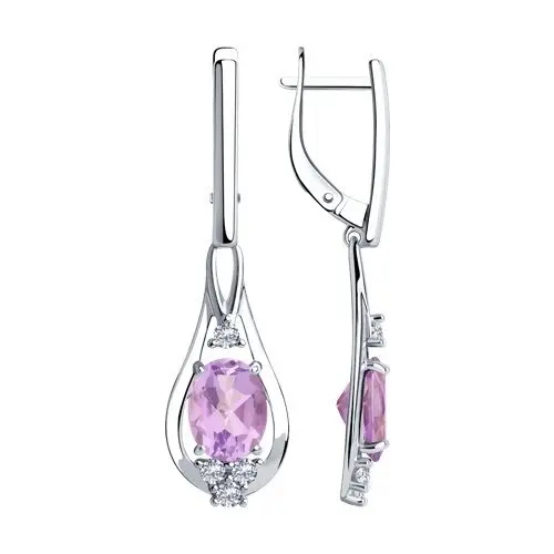 Серьги подвесные из серебра