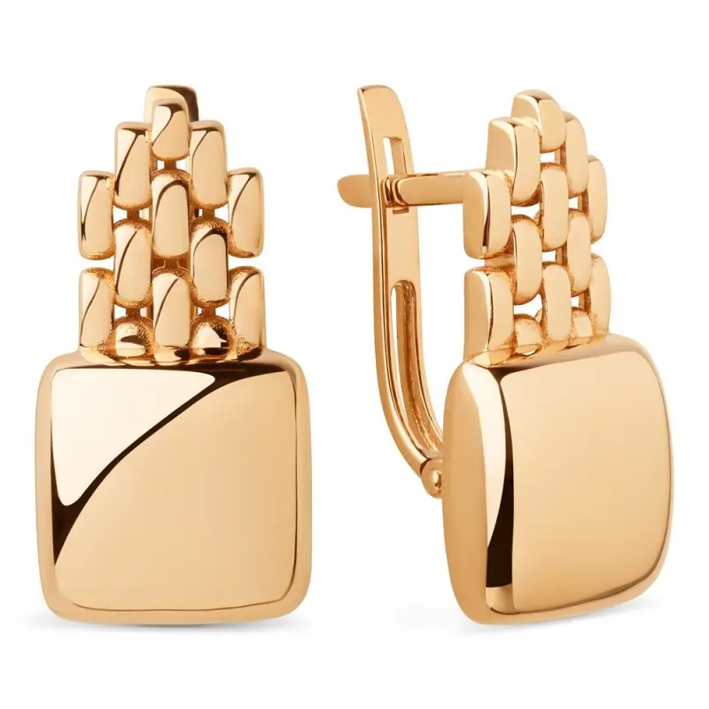 Серьги с английским замком из красного золота